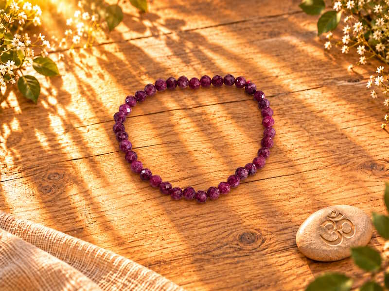 Pulsera Rubí bola facetada